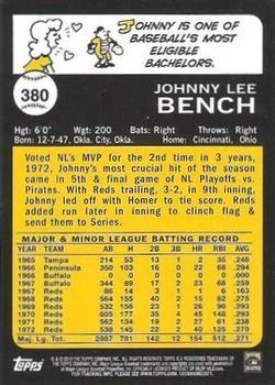 2010 Topps - The Cards Your Mom Threw Out (Original Back) #380 Johnny Bench Back