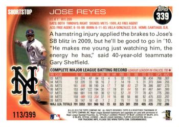 2010 Topps - Copper #339 Jose Reyes Back