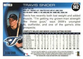 2010 Topps - Copper #362 Travis Snider Back