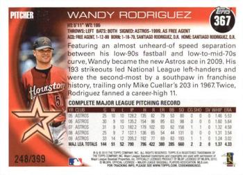 2010 Topps - Copper #367 Wandy Rodriguez Back