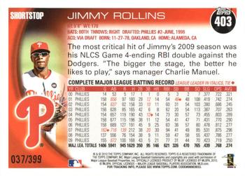 2010 Topps - Copper #403 Jimmy Rollins Back
