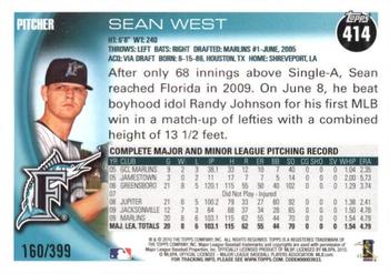 2010 Topps - Copper #414 Sean West Back