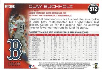 2010 Topps - Copper #572 Clay Buchholz Back