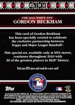 2010 Topps Logoman HTA #HTA-7 Gordon Beckham Back