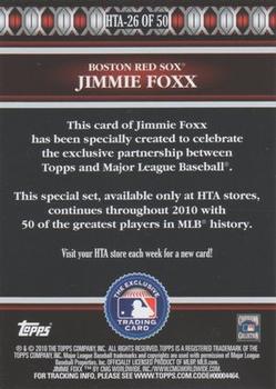 2010 Topps Logoman HTA #HTA-26 Jimmie Foxx Back
