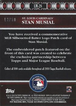 2010 Topps - Manufactured MLB Logoman Patch #LM-28 Stan Musial Back