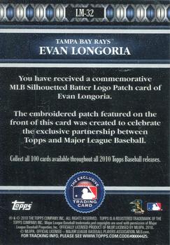 2010 Topps - Manufactured MLB Logoman Patch #LM-32 Evan Longoria Back