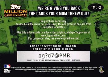 2010 Topps - Million Card Giveaway #TMC-3 Bob Gibson Back