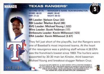 2010 Topps - Red #5 Texas Rangers Back
