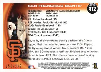 2010 Topps - Red #412 San Francisco Giants Back