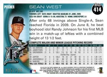 2010 Topps - Red #414 Sean West Back