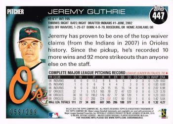 2010 Topps - Red #447 Jeremy Guthrie Back