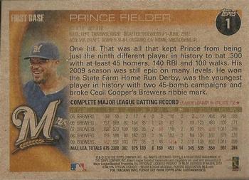 2010 Topps - Vintage Cardstock #1 Prince Fielder Back