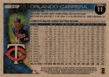 2010 Topps - Vintage Cardstock #11 Orlando Cabrera Back