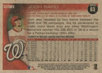 2010 Topps - Vintage Cardstock #63 Josh Bard Back