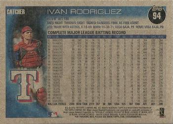 2010 Topps - Vintage Cardstock #94 Ivan Rodriguez Back