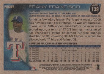 2010 Topps - Vintage Cardstock #139 Frank Francisco Back