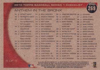 2010 Topps - Vintage Cardstock #269 Anthem in the Bronx (Alex Rodriguez / Derek Jeter / Robinson Cano) Back
