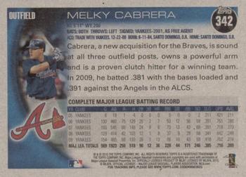 2010 Topps - Vintage Cardstock #342 Melky Cabrera Back