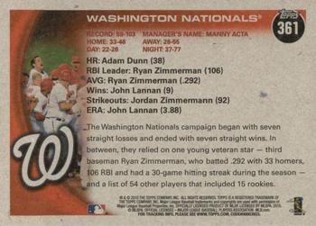 2010 Topps - Vintage Cardstock #361 Washington Nationals Back