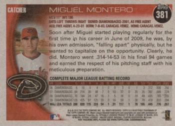 2010 Topps - Vintage Cardstock #381 Miguel Montero Back