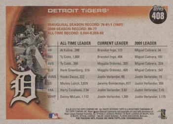2010 Topps - Vintage Cardstock #408 Detroit Tigers Back