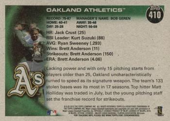2010 Topps - Vintage Cardstock #410 Oakland Athletics Back