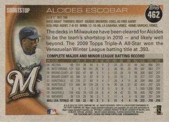 2010 Topps - Vintage Cardstock #462 Alcides Escobar Back