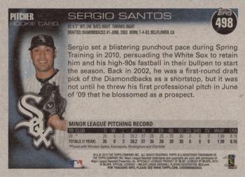 2010 Topps - Vintage Cardstock #498 Sergio Santos Back