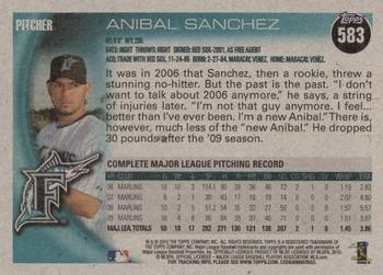 2010 Topps - Vintage Cardstock #583 Anibal Sanchez Back