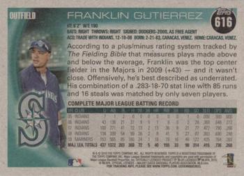 2010 Topps - Vintage Cardstock #616 Franklin Gutierrez Back