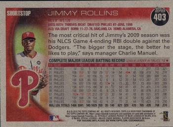2010 Topps - Vintage Cardstock #403 Jimmy Rollins Back
