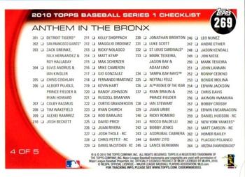2010 Topps - Black #269 Anthem in the Bronx (Alex Rodriguez / Derek Jeter / Robinson Cano) Back