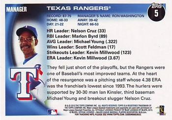 2010 Topps - Black #5 Texas Rangers Back