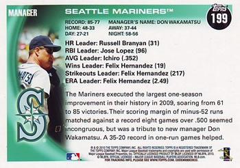 2010 Topps - Black #199 Seattle Mariners Back