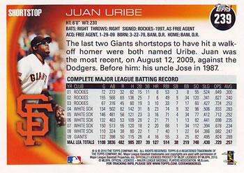2010 Topps - Black #239 Juan Uribe Back