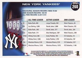 2010 Topps - Black #260 Yankees Franchise History Back