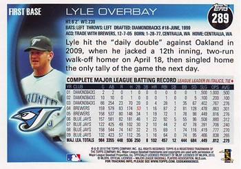2010 Topps - Black #289 Lyle Overbay Back