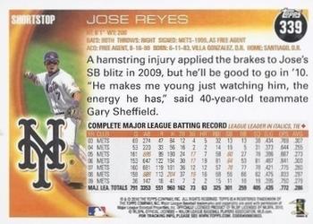 2010 Topps - Black #339 Jose Reyes Back