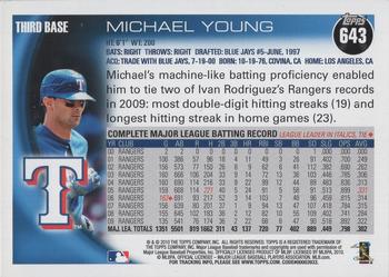 2010 Topps - Black #643 Michael Young Back