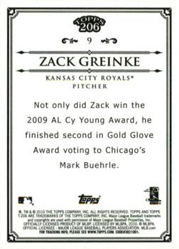 2010 Topps 206 - Bronze #9 Zack Greinke Back