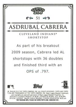 2010 Topps 206 - Bronze #51 Asdrubal Cabrera Back