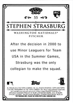 2010 Topps 206 - Bronze #55 Stephen Strasburg Back