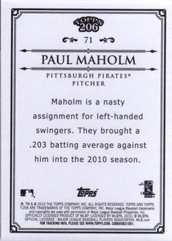 2010 Topps 206 - Bronze #71 Paul Maholm Back