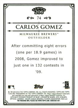 2010 Topps 206 - Bronze #74 Carlos Gomez Back