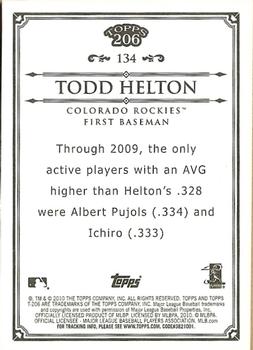 2010 Topps 206 - Bronze #134 Todd Helton Back