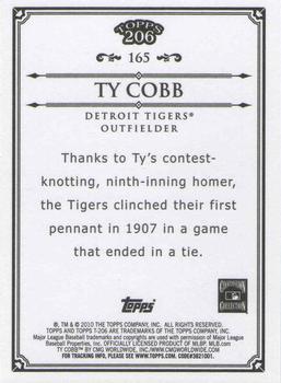 2010 Topps 206 - Bronze #165 Ty Cobb Back