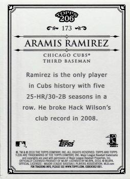 2010 Topps 206 - Bronze #173 Aramis Ramirez Back