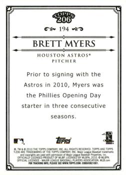 2010 Topps 206 - Bronze #194 Brett Myers Back