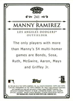 2010 Topps 206 - Bronze #241 Manny Ramirez Back